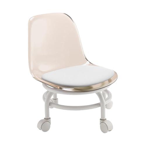 munufe 360° drehbarer Pediküre-Hocker – Rollhocker mit Rückenstütze, bequemer drehbarer Sitz für Pediküre und Reinigung zu Hause (Braun) von munufe