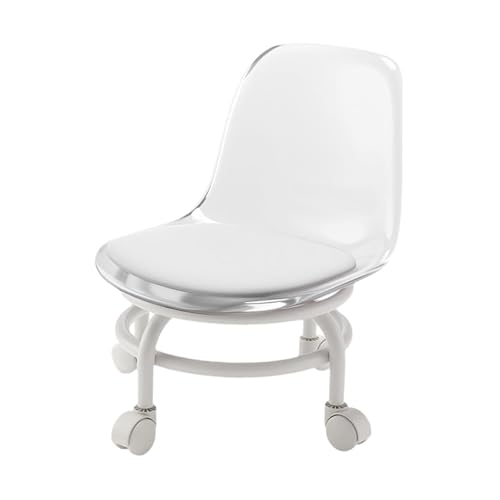 munufe 360° drehbarer Pediküre-Hocker – Rollhocker mit Rückenstütze, bequemer drehbarer Sitz für Pediküre und Reinigung zu Hause (transparent) von munufe