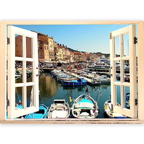 murando - 3D WANDILLUSION Wandbild - Fototapete - Poster XXL - Fensterblick - Vlies Leinwand - Panorama Bilder - Dekoration - Meer Strand Dünen 70x50 cm von murando