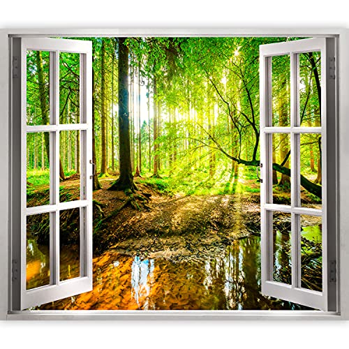 murando 3D WANDILLUSION Wandbild Landschaft Fototapete Poster XXL Fensterblick Vlies Leinwand Panorama Bilder Dekoration Wald Bäume 210x150 cm c-B-0241-c-a von murando