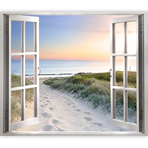 murando 3D WANDILLUSION Wandbild Natur Fototapete Poster XXL Fensterblick Vlies Leinwand Panorama Bilder Dekoration Meer Strand Himmel 140x100 cm c-A-0043-c-a von murando