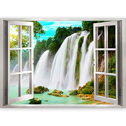 murando 3D WANDILLUSION Wandbild Wasserfall Landschaft Fototapete Poster XXL Fensterblick Vlies Leinwand Panorama Bilder Dekoration Natur Dschungel See 70x50 cm c-C-0131-c-a von murando