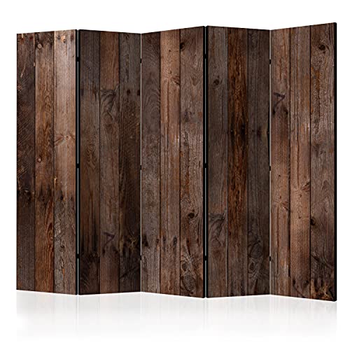 murando Akusticher Raumteiler Holz Foto Paravent 225x172 cm beidseitig auf Vlies-Leinwand Bedruckt Akustikschaum Trennwand Spanische Wand Sichtschutz Home Office Holzoptik Wood Bretter f-C-0227-z-c von murando
