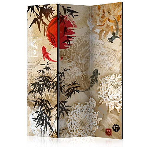 murando Akusticher Raumteiler Orient Japan Asia Foto Paravent 135x172 cm beidseitig auf Vlies-Leinwand Bedruckt Akustikschaum Trennwand Spanische Wand Sichtschutz Home Office Blumen p-C-0003-z-b von murando