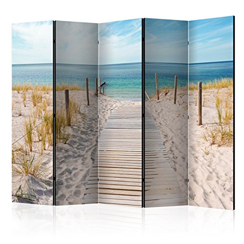 murando Akusticher Raumteiler Strand am Meer Foto Paravent 225x172 cm beidseitig auf Vlies-Leinwand Bedruckt Akustikschaum Trennwand Spanische Wand Sichtschutz Home Office Natur c-B-0362-z-c von murando