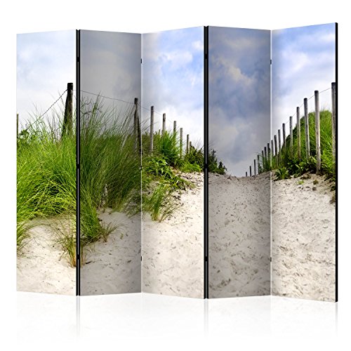 murando Akusticher Raumteiler Strand am Meer Foto Paravent 225x172 cm beidseitig auf Vlies-Leinwand Bedruckt Akustikschaum Trennwand Spanische Wand Sichtschutz Home Office Natur c-B-0341-z-c von murando