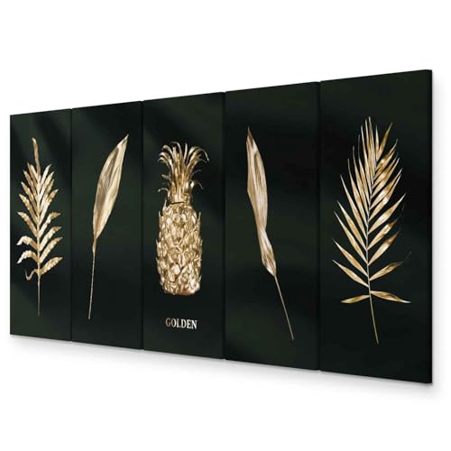 murando Akustikbild PRO 200x80 cm Bilder miit Akustikschaumstoff Hochleistungsschallabsorber Schallschutz Leinwandbild XXL 5 tlg Wandbild Pflanzen Motiv Raumakustik Schalldämmung Blätter b-C-0795-b-m von murando