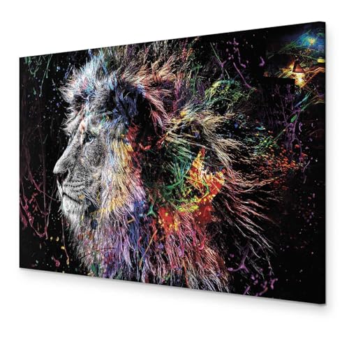 murando - Akustikbild Tiere 90x60 cm 1 tlg Bilder Akustikschaum Schallschutz Kunst Akustikpaneele Wandpaneele Schalldämmung Wandbild Schallabsorber Löwe Bunte Kopf Gesicht Abstrakt g-C-0269-b-a von murando