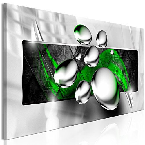 murando - Bilder 3D Effekt 120x40 cm Vlies Leinwandbild 1 tlg Kunstdruck modern Wandbilder XXL Wanddekoration Design Wand Bild Panoramabild - Abstrakt geometrische Muster grün silber von murando