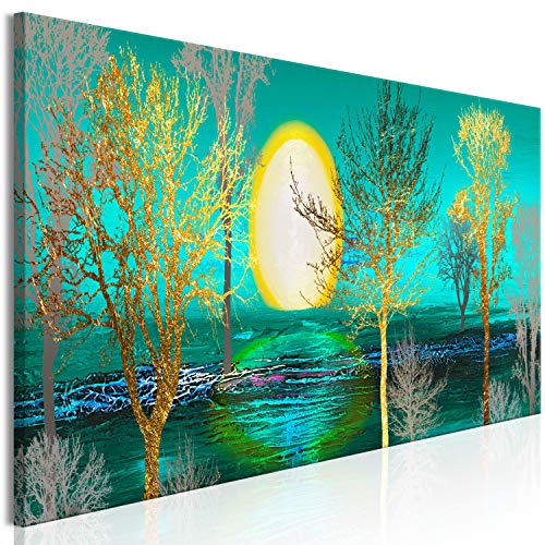 murando - Bilder Abstrakt 120x40 cm Vlies Leinwandbild 1 tlg Kunstdruck modern Wandbilder XXL Wanddekoration Design Wand Bild Panoramabild - Baum Sonne türkis a-A-0427-b-a von murando