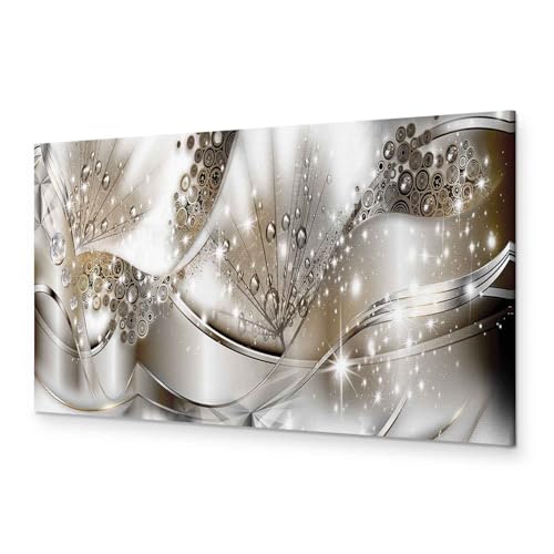 murando - Bilder Abstrakt 120x40 cm Vlies Leinwandbild 1 tlg Kunstdruck modern Wandbilder XXL Wanddekoration Design Wand Bild Panoramabild - Pusteblume Blumen Ornament Diamant gold beige von murando