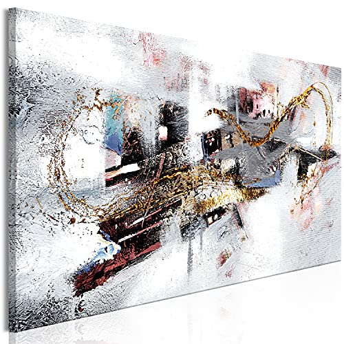 murando - Bilder Abstrakt 120x40 cm Vlies Leinwandbild 1 tlg Kunstdruck modern Wandbilder XXL Wanddekoration Design Wand Bild Panoramabild - Textur grau weiß wie gemalt von murando