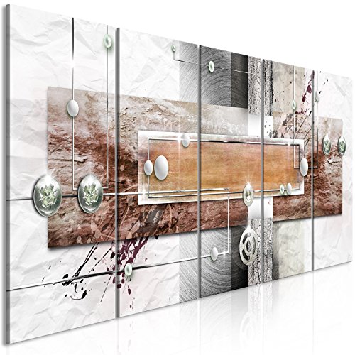 murando - Bilder Abstrakt 150x60 cm Vlies Leinwandbild 5 tlg Kunstdruck modern Wandbilder XXL Wanddekoration Design Wand Bild - grau beige weiß braun a-A-0343-b-o von murando