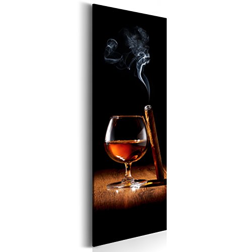murando - Bilder Alkohol 30x90 cm Vlies Leinwandbild 1 tlg Kunstdruck modern Wandbilder XXL Wanddekoration Design Wand Bild Panoramabild - Whisky Zigarre i-B-0015-b-b von murando