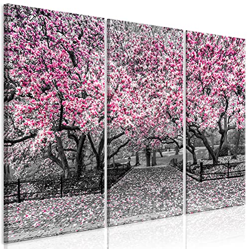 murando - Bilder Bäume 120x80 cm Vlies Leinwandbild 3 tlg Kunstdruck modern Wandbilder XXL Wanddekoration Design Wand Bild - Blumen grau rosa c-C-0244-b-f von murando