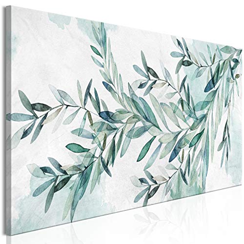 murando - Wandbilder XXL Blätter 120x40 cm 1 tlg Wand Deko Leinwand Bilder Groß Wanddeko Wohnzimmer Schlafzimmer Kunstdrucke Panoramabild - Pflanze Botanik Grün b-C-0780-b-a von murando