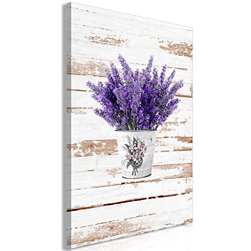 murando - Bilder Blumen 20x30 cm Vlies Leinwandbild 1 tlg Kunstdruck modern Wandbilder XXL Wanddekoration Design Wand Bild - Holzoptik Lavendel Vintage b-C-0635-b-a von murando