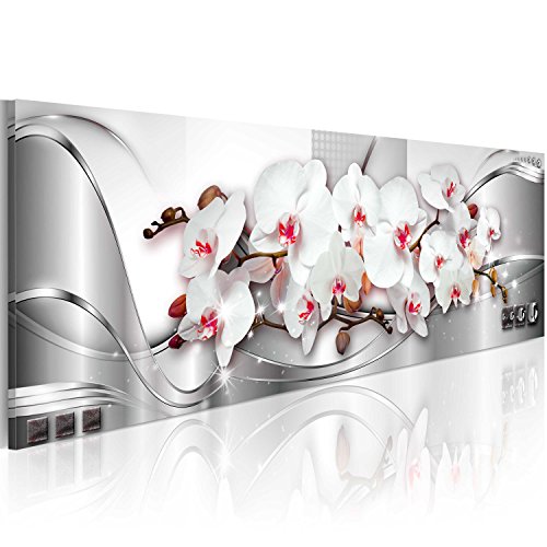 murando - Wandbilder XXL Blumen Orchidee 120x40 cm 1 tlg - Wand Deko Vlies Leinwand Bilder Groß Wanddeko Wohnzimmer Schlafzimmer Kunstdrucke Panoramabild - Natur Ornament Abstrakt von Cuadros B&D XXL