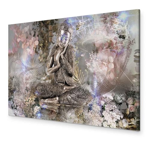 murando - Bilder Buddha 60x40 cm Leinwandbild 1 tlg Kunstdruck modern Wandbilder XXL Wanddekoration Design Wand Bild - Garten Blumen Blätter Abstrakt h-C-0239-b-a von murando