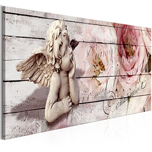 murando - Bilder Engel 135x45 cm Vlies Leinwandbild 1 tlg Kunstdruck modern Wandbilder XXL Wanddekoration Design Wand Bild Panoramabild - Holzoptik Blumen Rose Vintage h-C-0060-b-a von murando