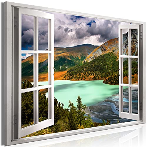 murando - Bilder Fensterblick 120x80 cm Vlies Leinwandbild 1 tlg Kunstdruck modern Wandbilder XXL Wanddekoration Design Wand Bild - Gebirge Natur Landschaft c-C-0379-b-a von murando