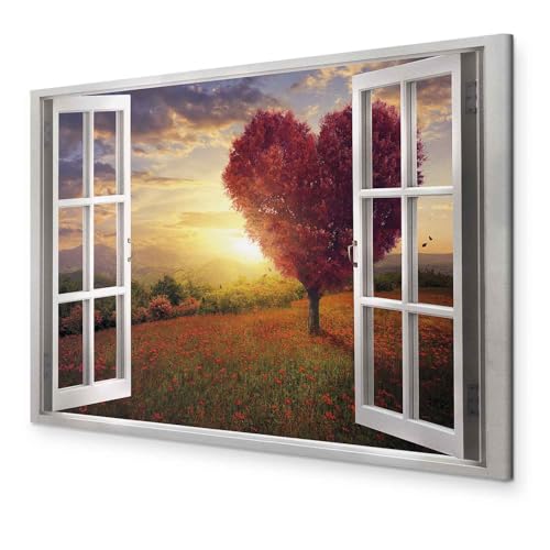 murando - Wandbilder Fensterblick 60x40 cm Leinwandbild 1 tlg Kunstdruck moderne Wandbilder auf Leinwand XXL Wohnzimmer Schlafzimmer Wanddekoration Design Wand Deko Landschaft Natur Baum Herz murando - Wandbilder Fensterblick 60x40 cm Leinwandbild 1 tlg Kunstdruck moderne Wandbilder auf Leinwand XXL Wohnzimmer Schlafzimmer Wanddekoration Design Wand Deko Landschaft Natur Baum Herz von murando