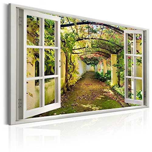 murando - Wandbilder XXL Fensterblick 90x60 cm 1 tlg - Wand Deko Vlies Leinwand Bilder Groß Wanddeko Wohnzimmer Schlafzimmer Kunstdrucke - Fenster Pergola c-C-0089-b-a von murando