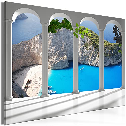 murando - Bilder Fensterblick Vlies Leinwandbild 1 tlg Kunstdruck modern Wandbilder XXL Wanddekoration Design Wand Bild - Fenster Insel Meer See Strand Himmel Landschaft Natur von murando