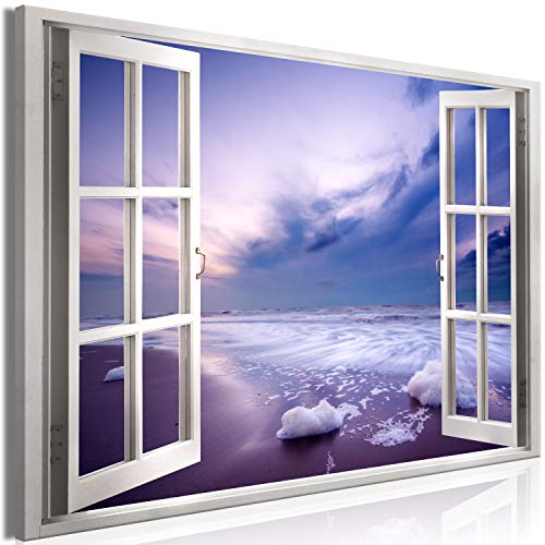 murando - Bilder Fensterblick Vlies Leinwandbild 1 tlg Kunstdruck modern Wandbilder XXL Wanddekoration Design Wand Bild - Fenster Insel Meer See Strand Himmel Landschaft Natur von murando