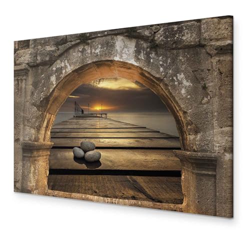 murando - Bilder Fensterblick Vlies Leinwandbild 1 tlg Kunstdruck modern Wandbilder XXL Wanddekoration Design Wand Bild - Fenster Insel Meer See Strand Himmel Landschaft Natur von murando