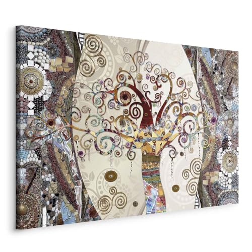 murando - Wandbilder XXL Gustav Klimt Baum des Lebens 60x40 cm 1 tlg Wand Deko Leinwand Bilder Groß Wanddeko Wohnzimmer Schlafzimmer Kunstdrucke - Abstrakt Mosaik Kunst wie gemalt l-A-0004-b-b von murando