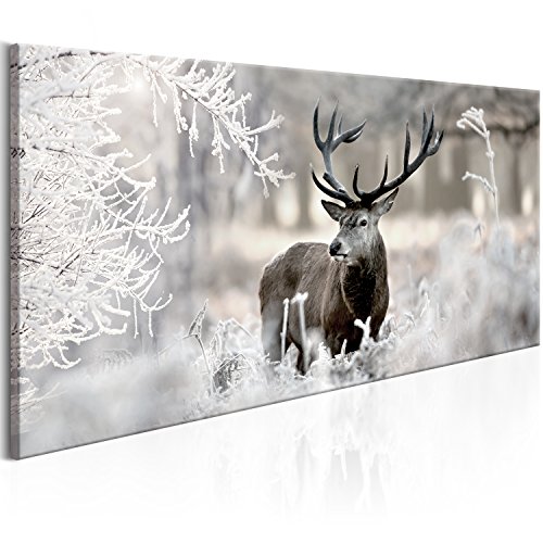 murando - Bilder Hirsch 120x60 cm Vlies Leinwandbild 1 tlg Kunstdruck modern Wandbilder XXL Wanddekoration Design Wand Bild - Landschaft Natur Winter g-C-0065-b-c von murando