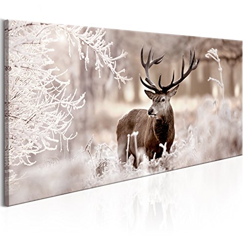 murando - Bilder Hirsch 120x60 cm Vlies Leinwandbild 1 tlg Kunstdruck modern Wandbilder XXL Wanddekoration Design Wand Bild - Landschaft Natur Winter g-C-0065-b-d von murando