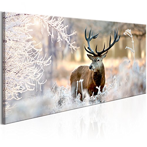 murando - Bilder Hirsch 140x70 cm Vlies Leinwandbild 1 tlg Kunstdruck modern Wandbilder XXL Wanddekoration Design Wand Bild - Landschaft Natur Winter g-C-0065-b-b von murando