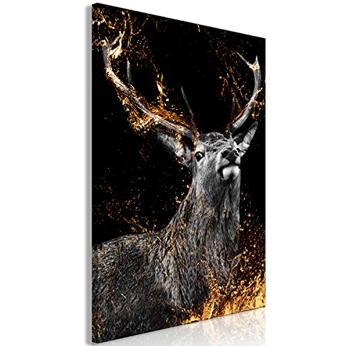 murando - Bilder Hirsch 80x120 cm Vlies Leinwandbild 1 tlg Kunstdruck modern Wandbilder XXL Wanddekoration Design Wand Bild - Tier Abstrakt schwarz Porträt g-C-0309-b-a von murando