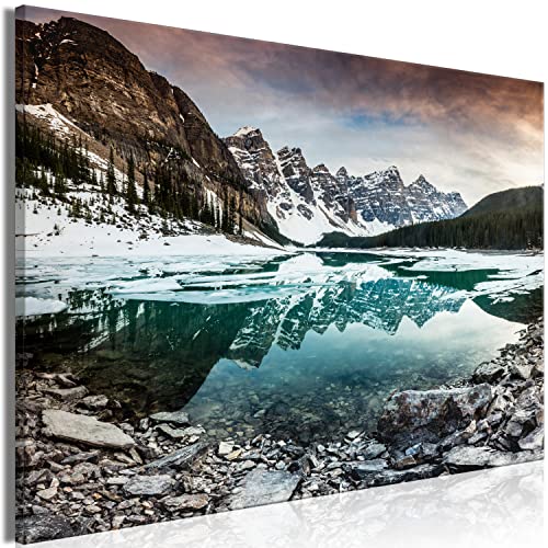 murando - Bilder Landschaft 120x80 cm Leinwandbild 1 tlg Kunstdruck modern Wandbilder XXL Wanddekoration Design Wandbild Winter Natur Gebirge See Schnee Panorama c-G-10000-b-a von murando