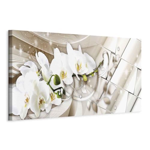 murando - Wandbilder XXL Orchidee 150x50 cm 1 tlg - Wand Deko Vlies Leinwand Bilder Groß Wanddeko Wohnzimmer Schlafzimmer Kunstdrucke Panoramabild - Blumen Abstrakt Ornament Perlen bokeh von murando