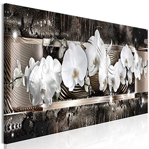 murando - Wandbilder XXL Orchidee 150x50 cm 1 tlg - Wand Deko Vlies Leinwand Bilder Groß Wanddeko Wohnzimmer Schlafzimmer Kunstdrucke Panoramabild - Blumen Ornament Textur wie gemalt von murando