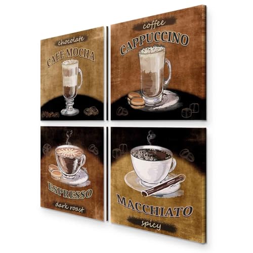 murando - Bilder Set Kaffee 80x80 cm 4 Teilig je 40x40 Vlies Leinwandbild Kunstdruck modern Wandbilder XXL Wanddekoration Design Wand Bild mehrteilig Coffee Küche Kaffeetasse von murando