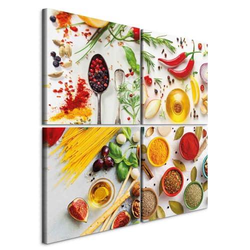murando - Wandbilder Set Küche 40x40 cm 4 Teilig je 20x20 Vlies Leinwandbild Kunstdruck modern Wandbilder XXL Wanddekoration Design Wand Bild mehrteilig - Gewürze Paprika Chilli Löffel murando - Wandbilder Set Küche 40x40 cm 4 Teilig je 20x20 Vlies Leinwandbild Kunstdruck modern Wandbilder XXL Wanddekoration Design Wand Bild mehrteilig - Gewürze Paprika Chilli Löffel von murando