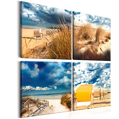 murando - Bilder Set Meer 40x40 cm 4 Teilig je 20x20 Vlies Leinwandbild Kunstdruck modern Wandbilder XXL Wanddekoration Design Wand Bild mehrteilig - Mole Insel Natur Wasser Strand blau von murando