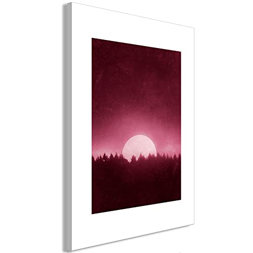 murando - Bilder Sonnenuntergang 60x90 cm Vlies Leinwandbild 1 tlg Kunstdruck modern Wandbilder XXL Wanddekoration Design Wand Bild - Wald Natur weinrot c-C-0225-b-a von murando