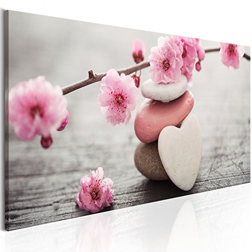 murando - Leinwand Bilder Spa 150x50 cm Vlies Leinwandbild 1 tlg Kunstdruck modern Wandbilder Groß XXL Wohnzimmer Leinwandbilder Wanddekoration Wand Bild - Natur Feng Shui Blumen Steine Herz Holz rose von murando
