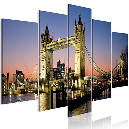 murando - Bilder Stadt London 150x75 cm Vlies Leinwandbild 5 tlg Kunstdruck modern Wandbilder XXL Wanddekoration Design Wand Bild - Tower Bridge d-B-0260-b-m von murando