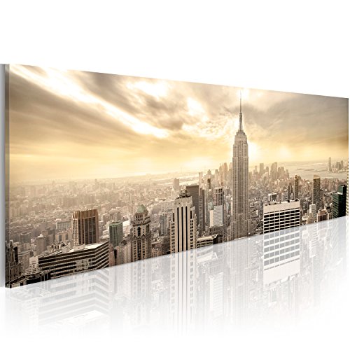 murando - Bilder Stadt New York 120x40 cm Vlies Leinwandbild 1 tlg Kunstdruck modern Wandbilder XXL Wanddekoration Design Wand Bild Panoramabild - Manhattan Skyline 9020114 von murando