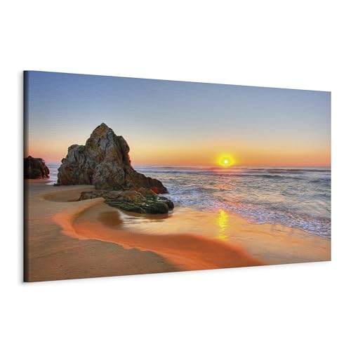 murando - Bilder Strand Meer 150x50 cm Vlies Leinwandbild 1 tlg Kunstdruck modern Wandbilder XXL Wanddekoration Design Wand Bild Panoramabild - Natur Landschaft Sonnenuntergang von murando