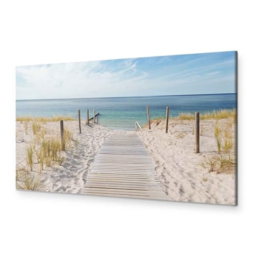 murando - Leinwand Bilder Strand und Meer 135x45 cm Vlies Leinwandbild 1 tlg Kunstdruck modern Wandbilder Groß XXL Wohnzimmer Wanddekoration Wand Bild Panoramabild - Landschaft Natur Himmel Wolken von Cuadros B&D XXL