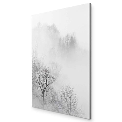 murando - Bilder Wald Nebel 20x30 cm Vlies Leinwandbild 1 tlg Kunstdruck modern Wandbilder Wanddekoration Design Wand Bild - schwarz weiß Bäume Natur Foto b-B-0355-b-a von murando