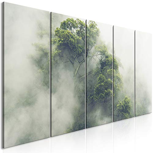 murando - Wandbilder XXL Wald im Nebel 100x40 cm 5 Teilig Wand Deko Leinwand Bilder Groß Wanddeko Wohnzimmer Schlafzimmer Kunstdrucke - Landschaft Natur Bäume b-B-0487-b-m von murando