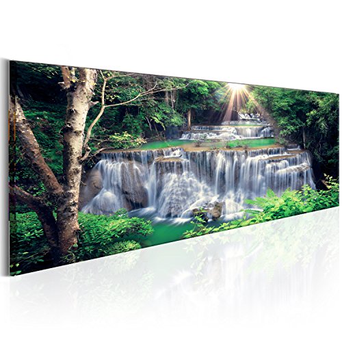 murando - Bilder Wasserfall 150x50 cm Vlies Leinwandbild 1 tlg Kunstdruck modern Wandbilder XXL Wanddekoration Design Wand Bild Panoramabild - Natur Landschaft Wald Paradies von murando